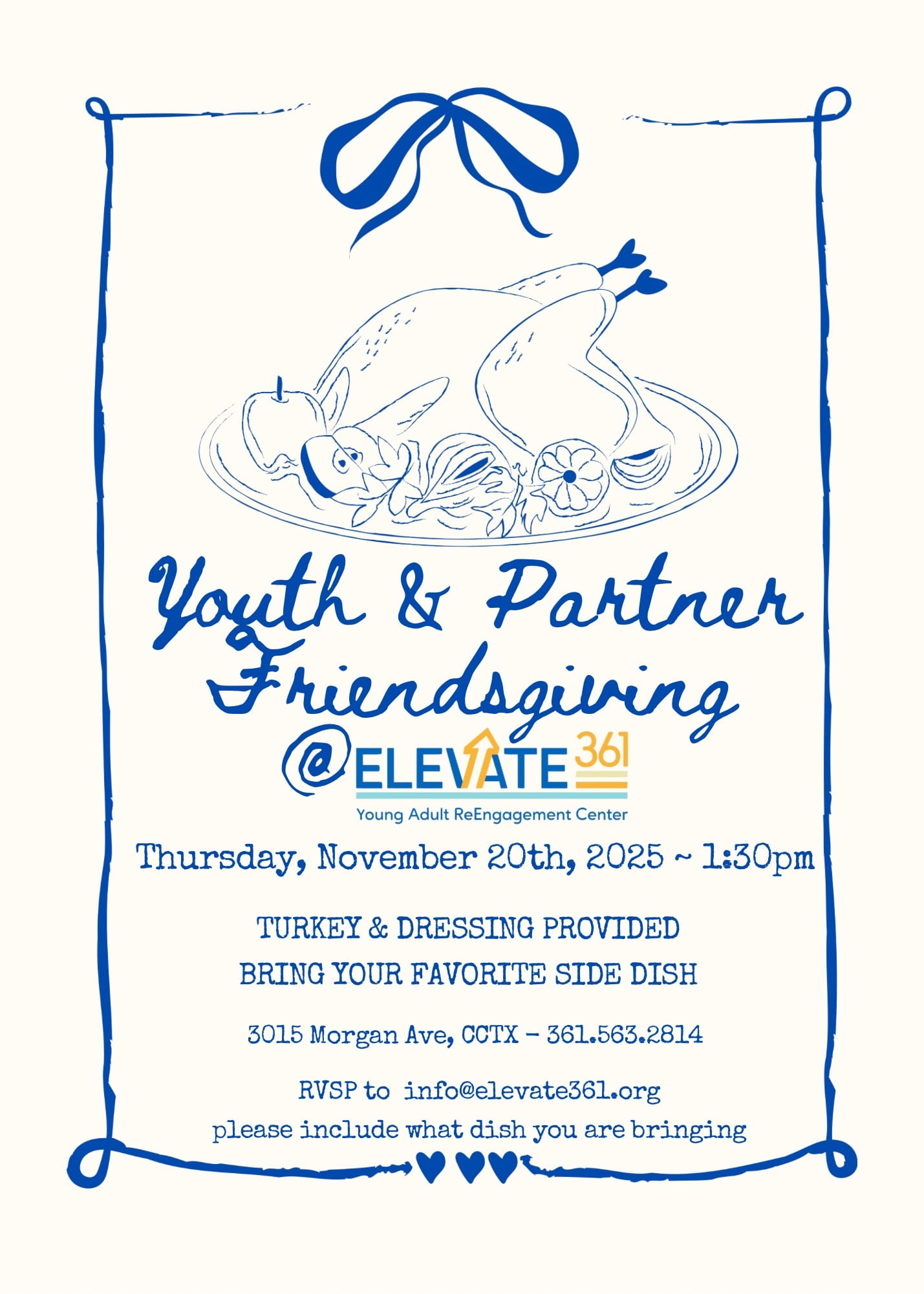 Blue Illustrated Thanksgiving Dinner Invitation