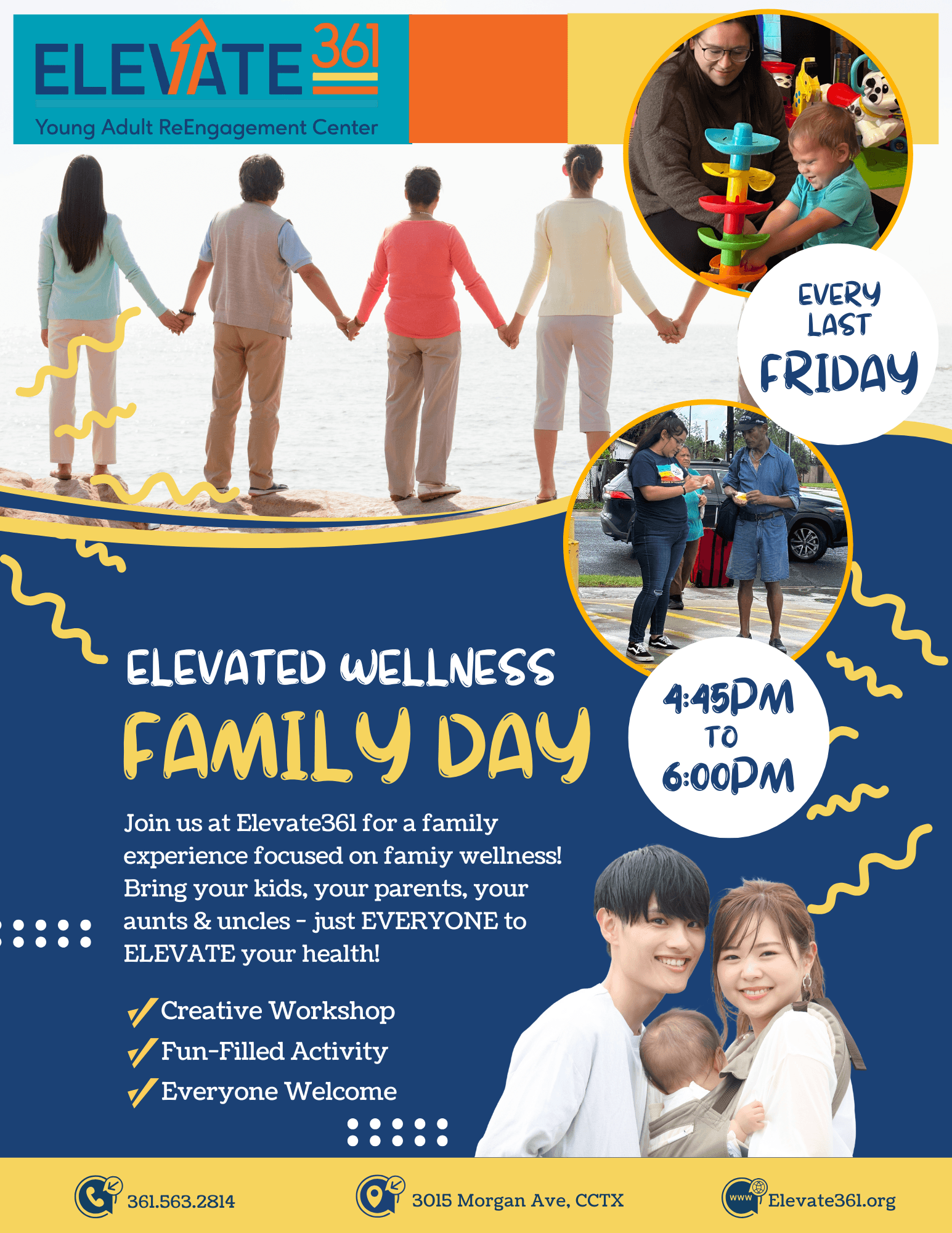 Blue And Yellow Modern Family Fun Day Flyer